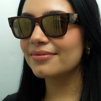 Ray-Ban Sunglasses RB0840S Mega Wayfarer 663693 Transparent Brown and Havana Gold Mirror