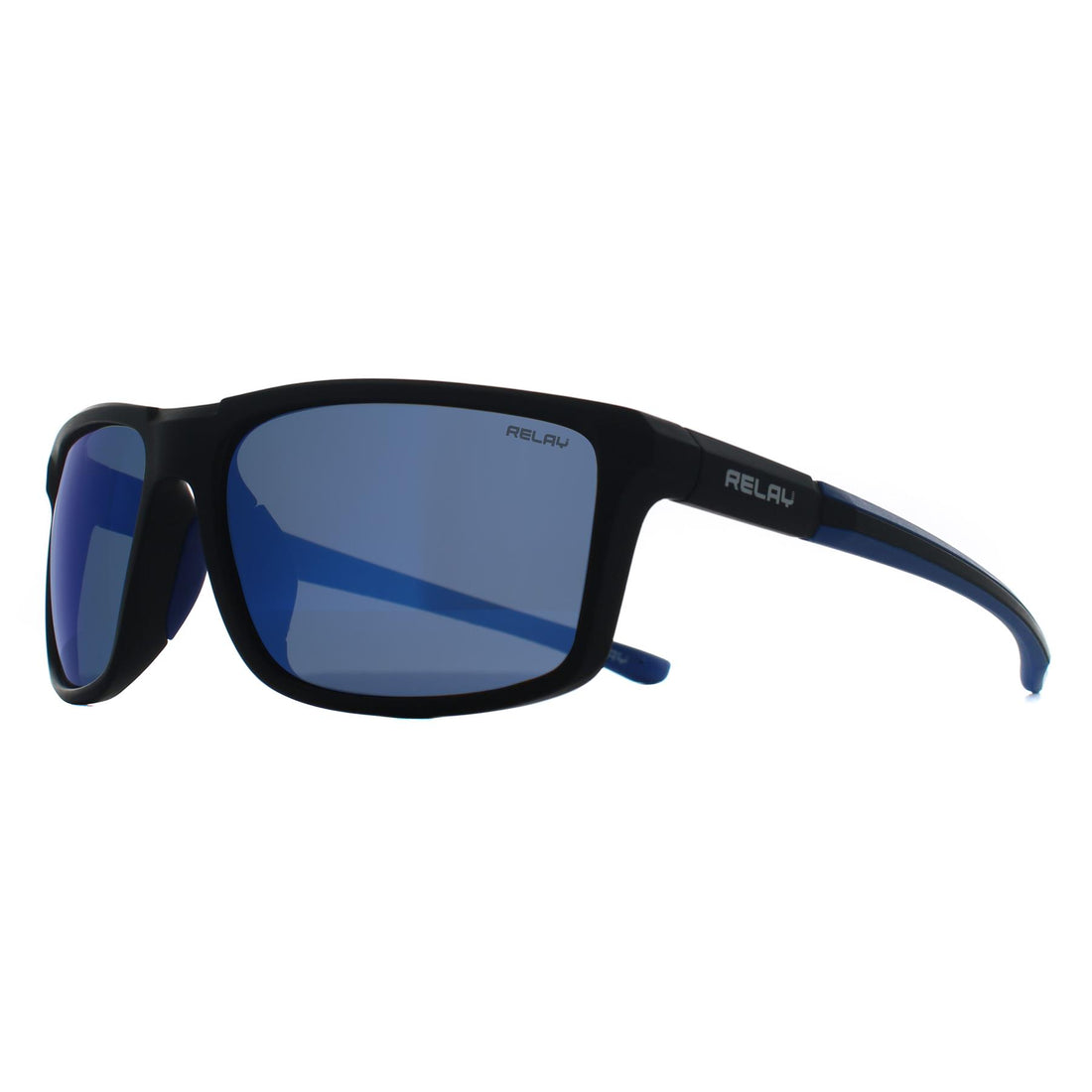 Relay Rectangle Unisex Matte Black and Blue Blue Revo Polarized Swiftline Sunglasses
