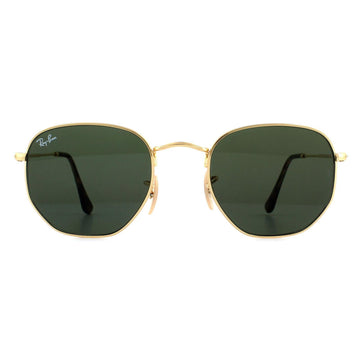 Ray-Ban Sunglasses Hexagonal 3548N 001 Gold Green G-15