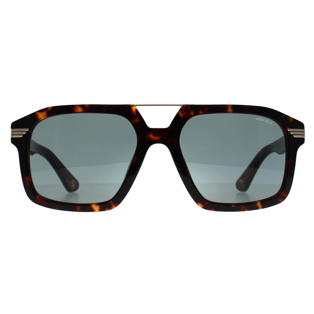Police Sunglasses SPLP28M Forty 1 0722 Shiny Dark Havana Grey Green