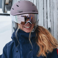 Smith Ski Goggles I/O Mag S 0OR M5 White Chunky Knit ChromaPop Everyday Rose Gold Mirror & CP Storm Rose Flash