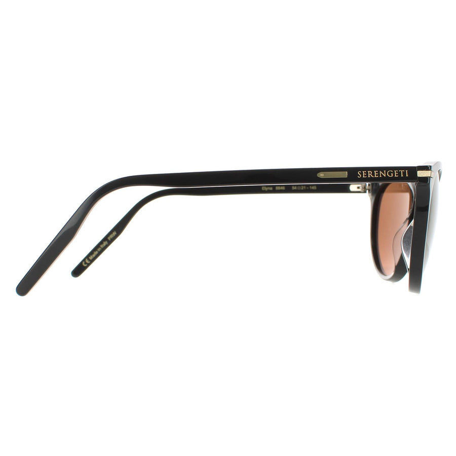 Serengeti Sunglasses Elyna 8846 Shiny Black Mineral Polarized Drivers Gold