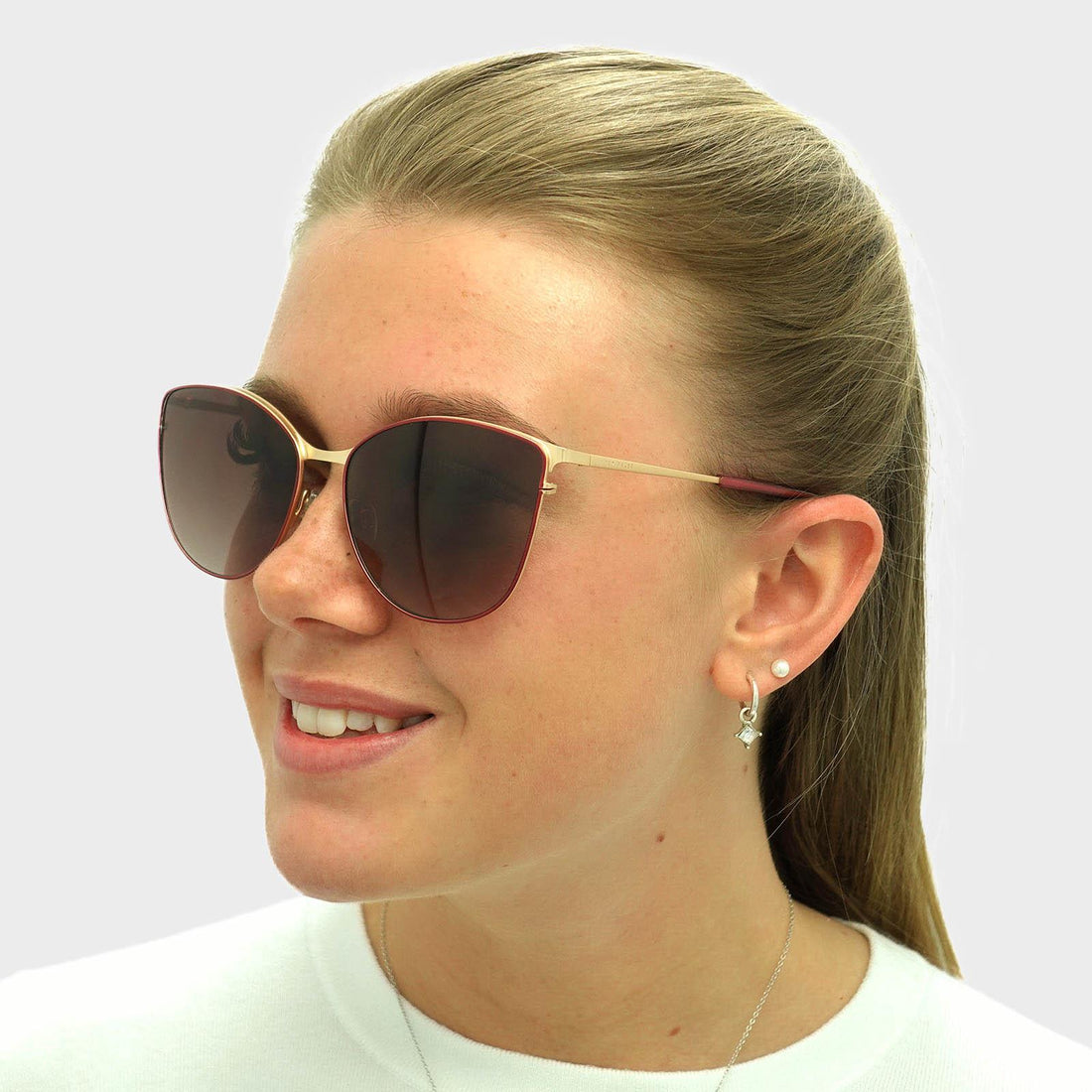Ted Baker Sunglasses TB1526 Hope 205 Matte Gold Burgundy Red