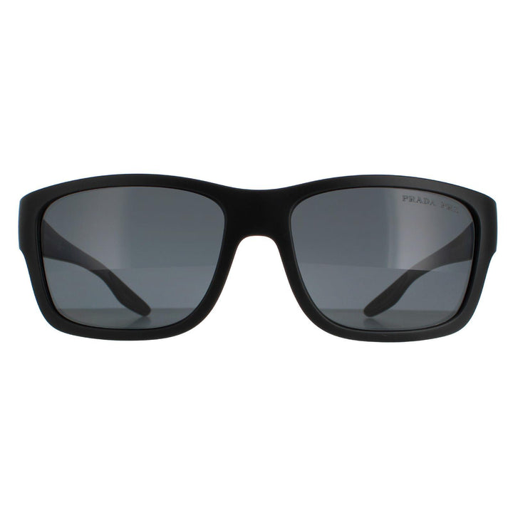 Prada Sport Sunglasses PS01WS DG002G Black Rubber Dark Grey Polarized