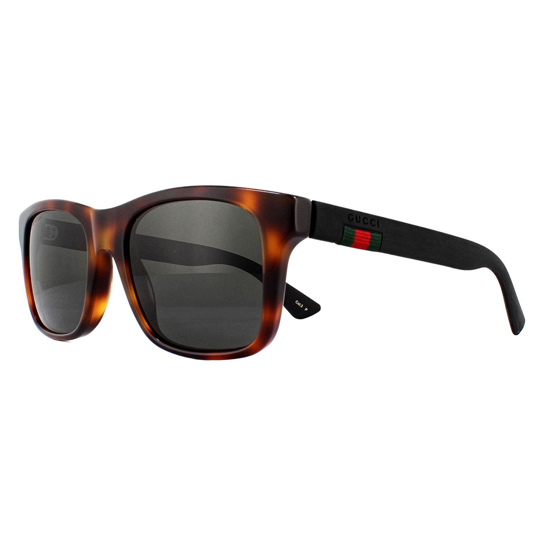 Gucci Sunglasses GG0008S 006 Havana Black Rubber Grey Polarized
