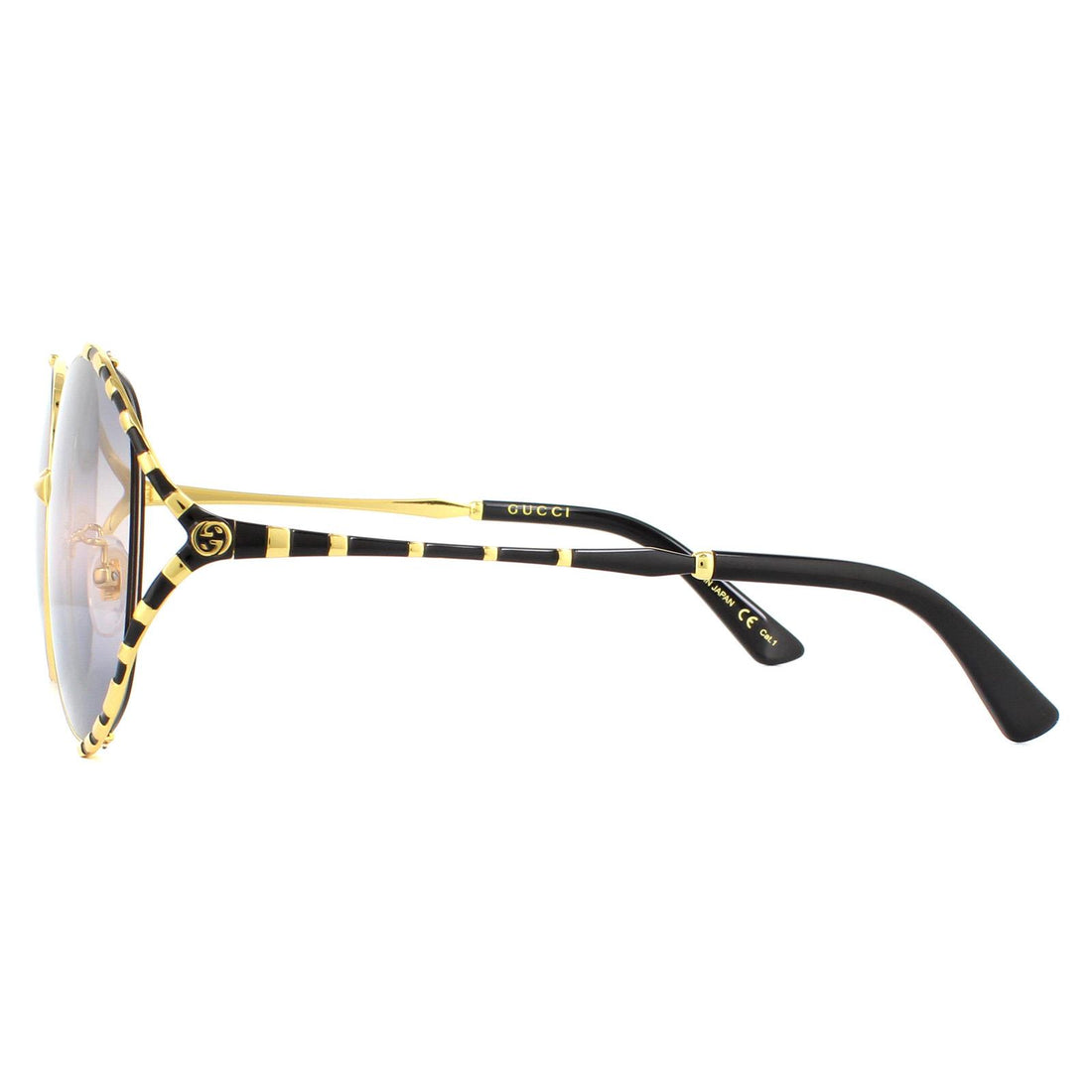 Gucci Sunglasses GG0595S 001 Gold and Black Double Grey Gradient