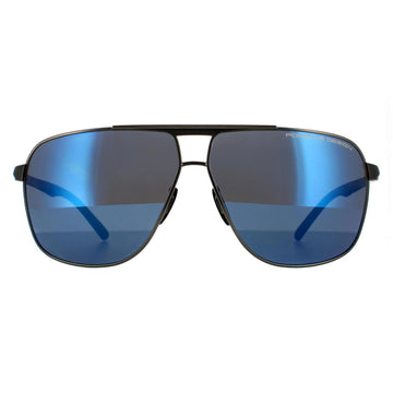 Porsche Design Sunglasses P8665 C Gun Dark Blue Mirrored