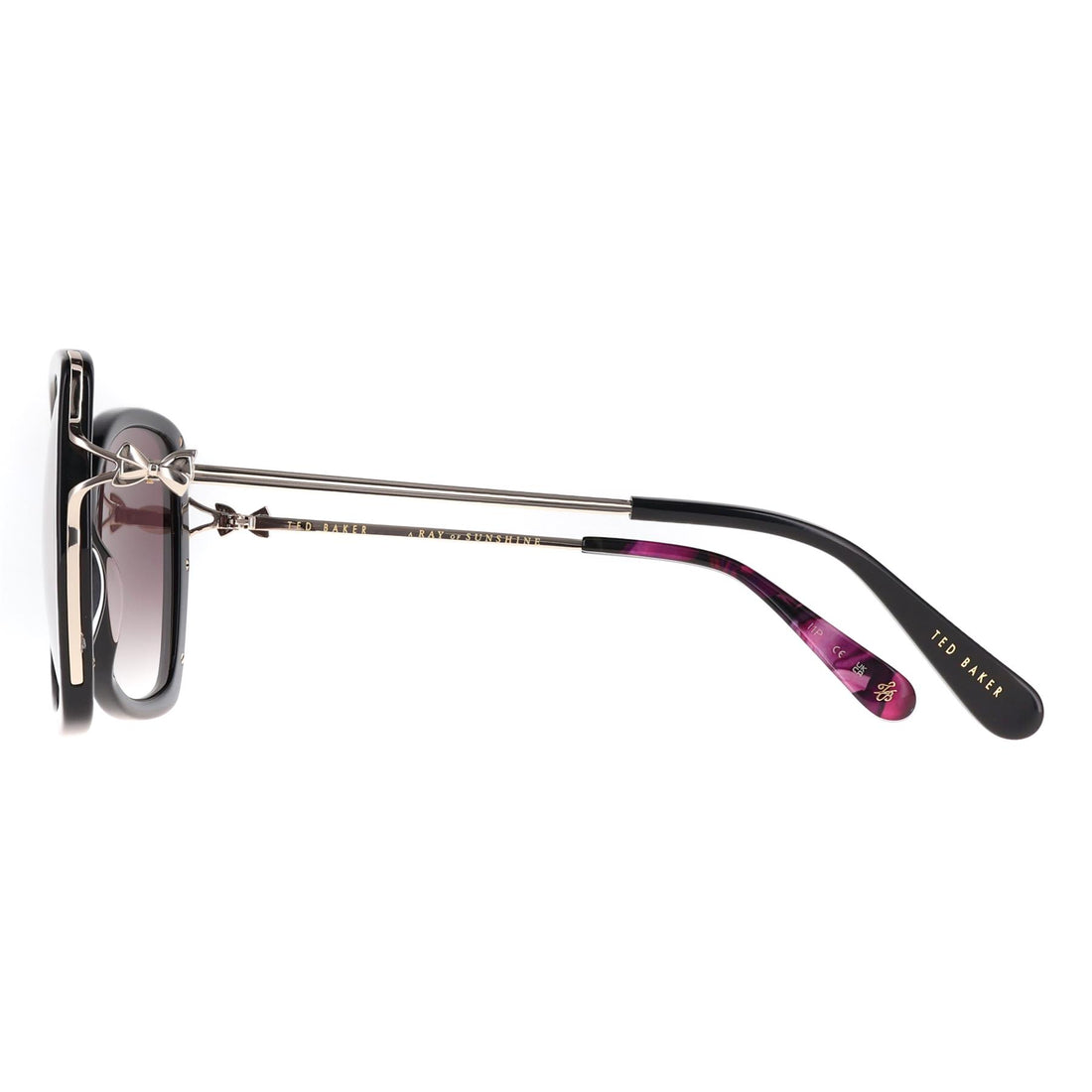 Ted Baker Sunglasses TB1773 Vallie 001 Gloss Solid Black Dark Grey Gradient