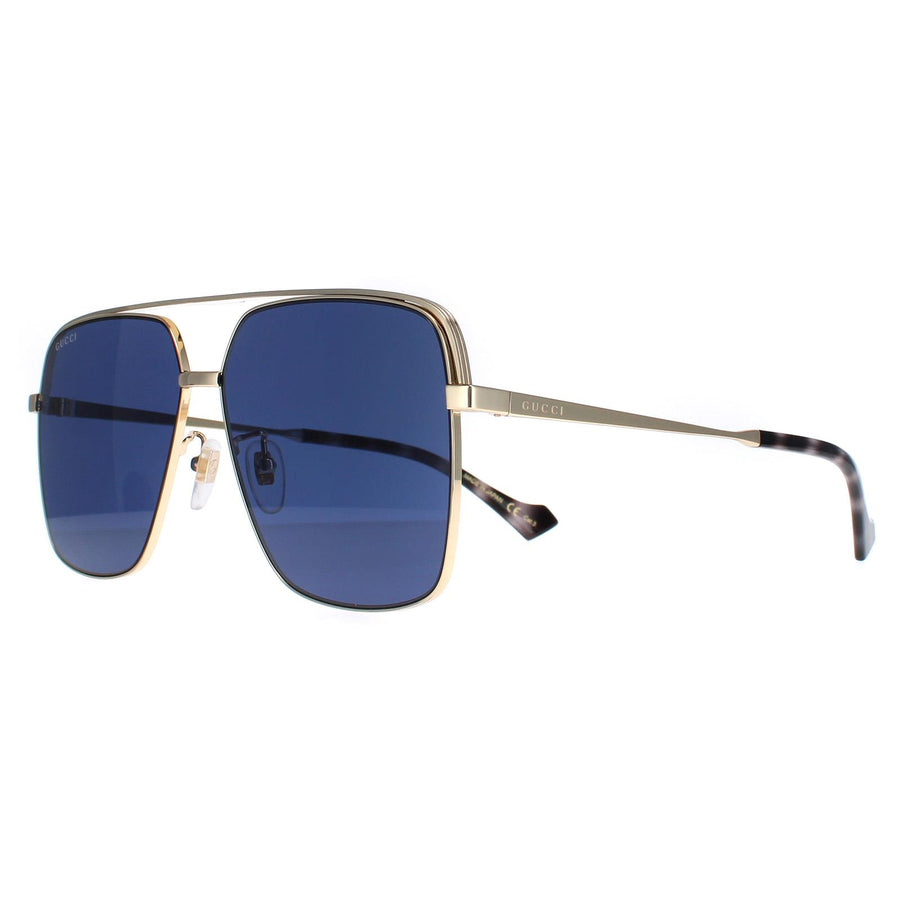 Gucci Sunglasses GG1099SA 002 Shiny Endura Gold Solid Blue