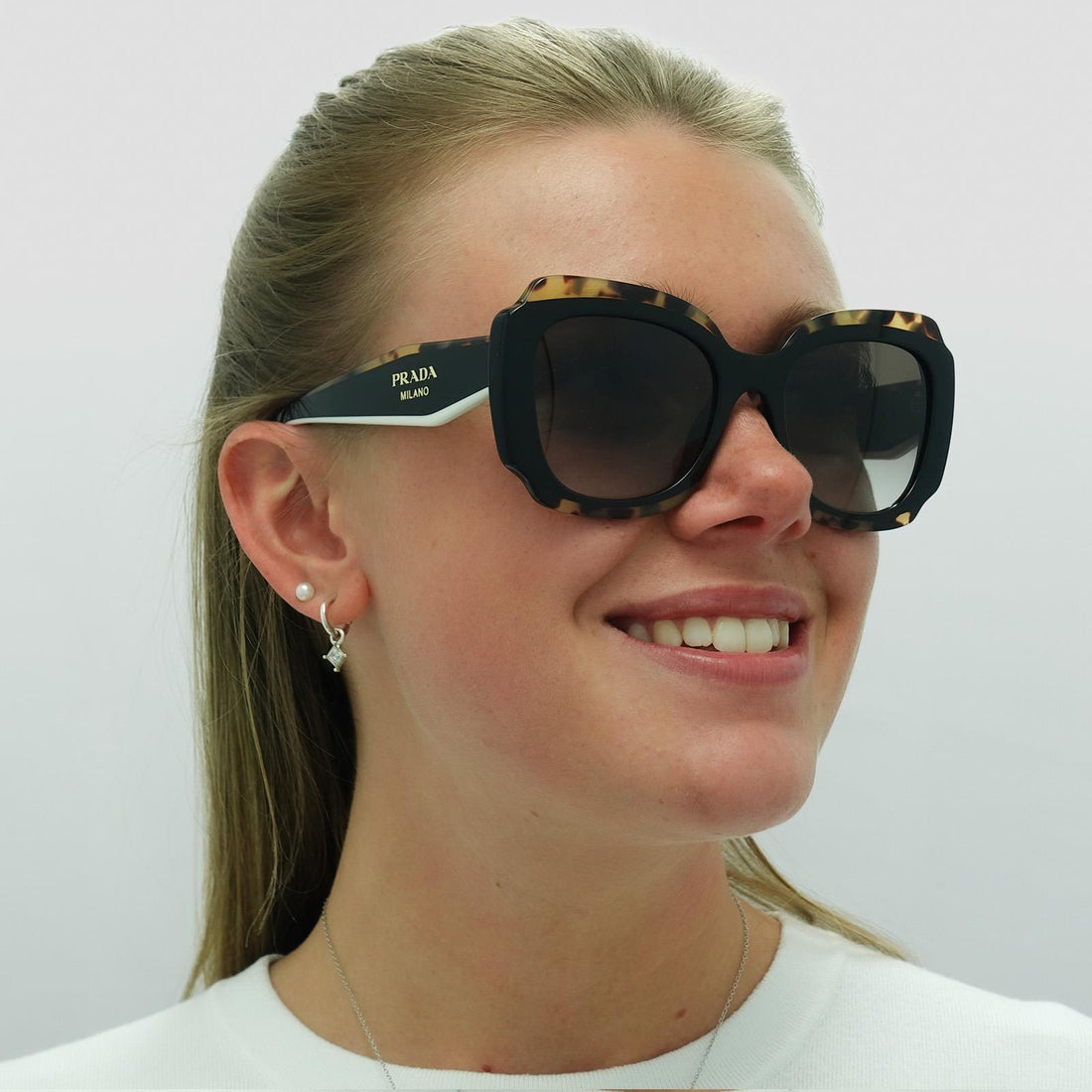Prada Sunglasses PR16YS 01M0A7 Black and Medium Tortoise Light Grey Gradient