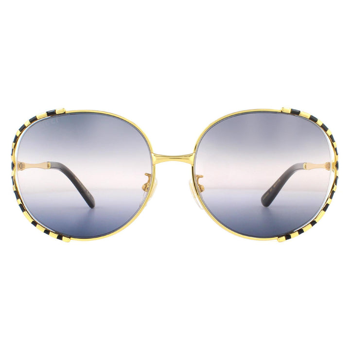 Gucci Sunglasses GG0595S 001 Gold and Black Double Grey Gradient