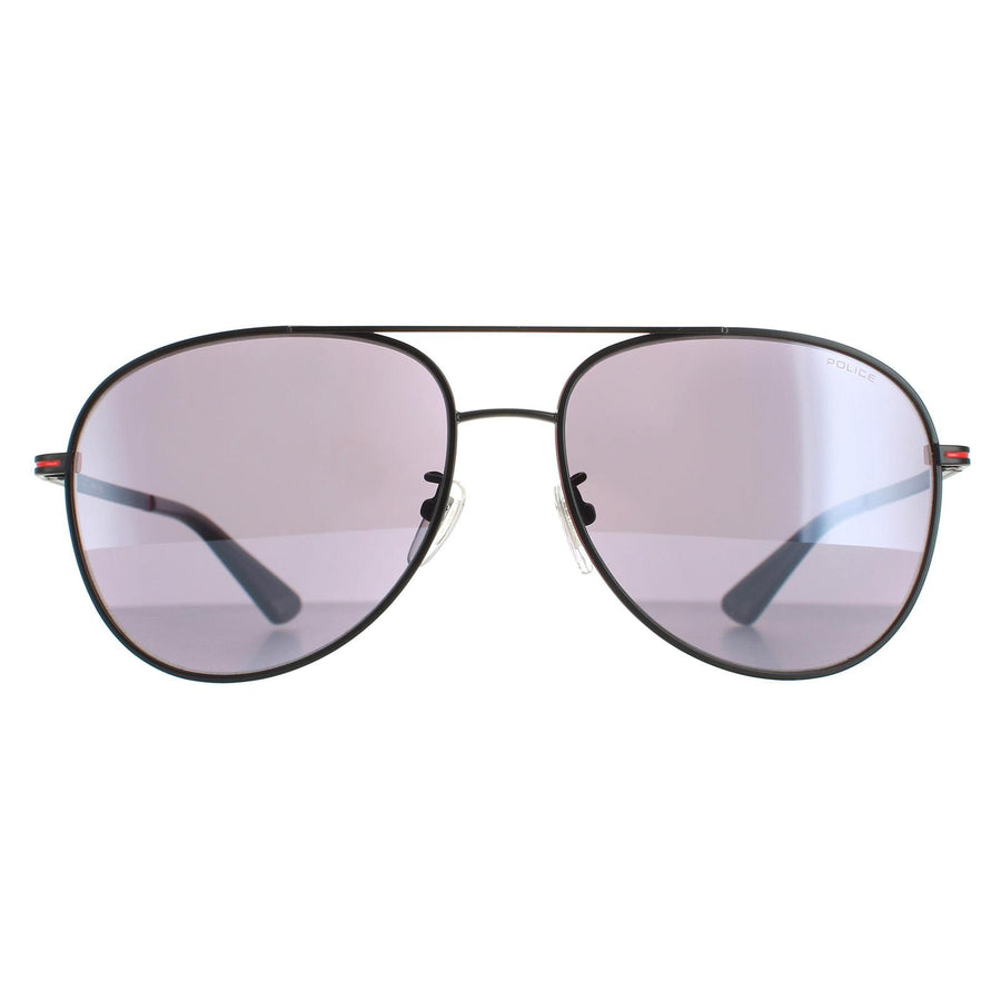 Police Sunglasses SPL777C Chief 1 8U6X Matte Black Smoke Mirror Silver