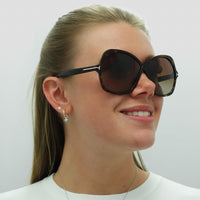 Tom Ford Sunglasses Rosemin FT1013 52F Dark Havana Brown Gradient