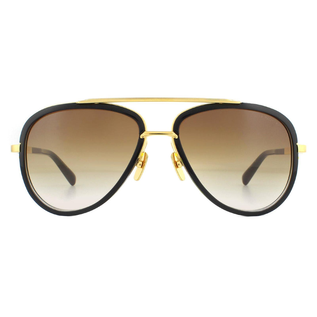 Dita Mach Two Sunglasses Black and Shiny 18K Gold / Brown Gradient