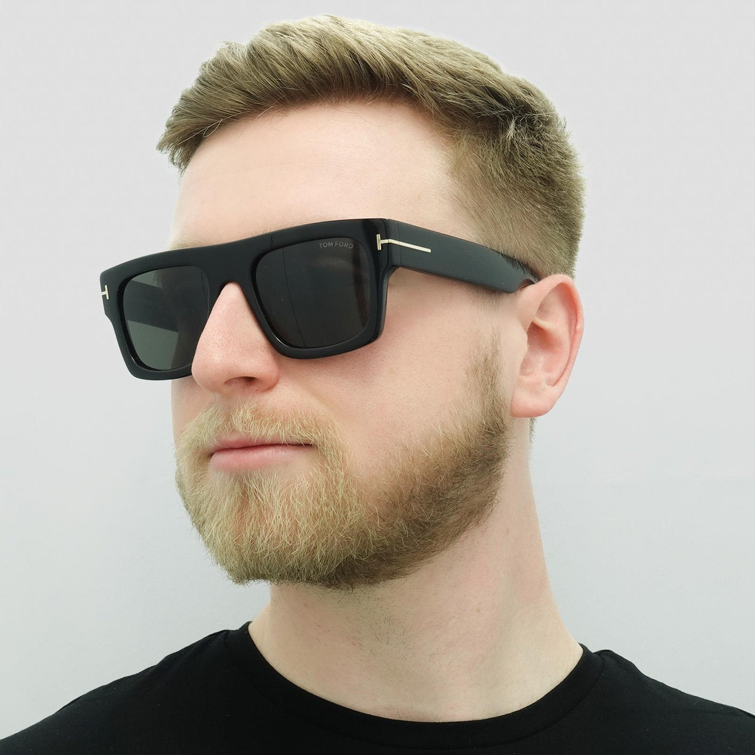 Tom Ford Sunglasses 0711 Fausto 01A Shiny Black Smoke Grey