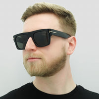 Tom Ford Sunglasses 0711 Fausto 01A Shiny Black Smoke Grey