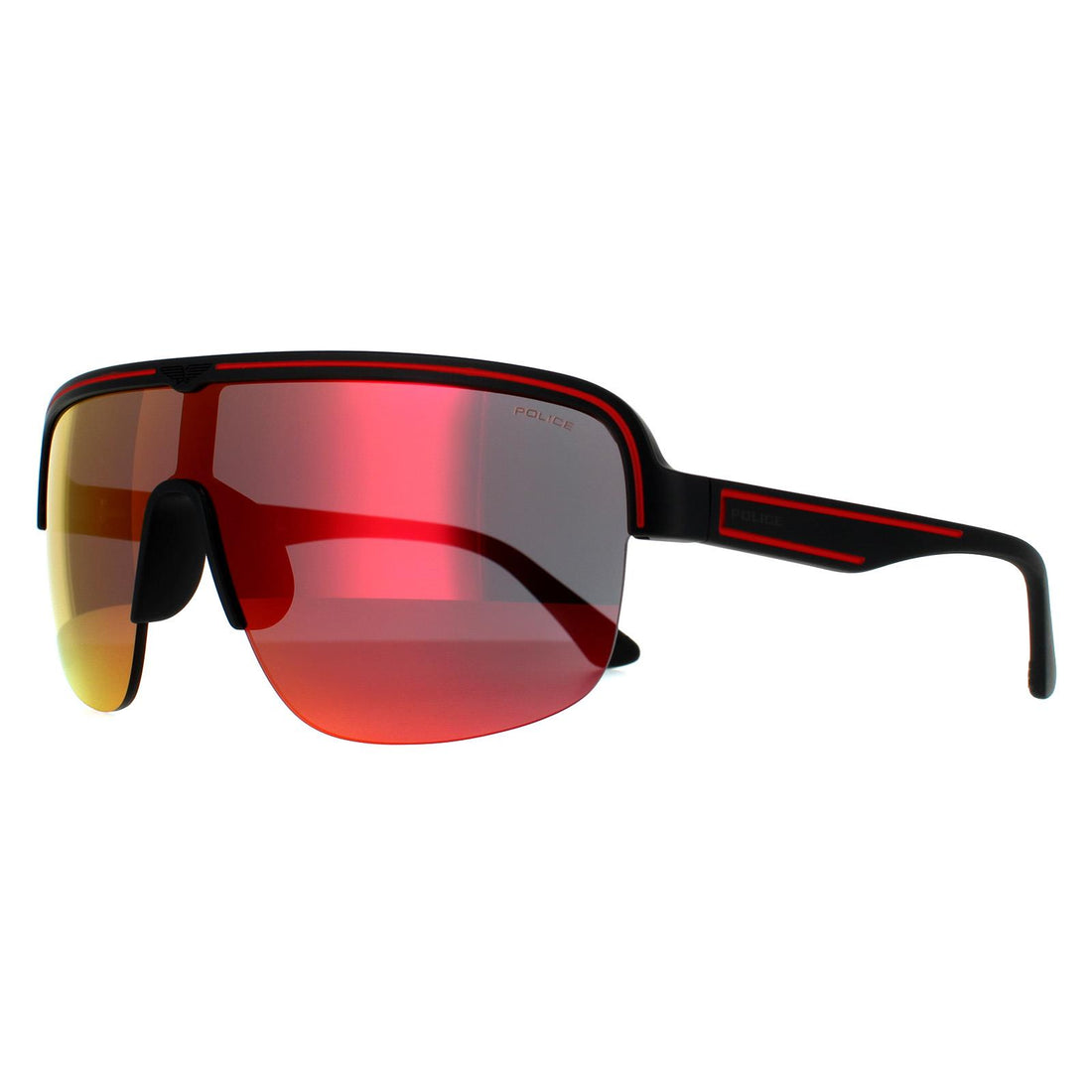 Police Sunglasses SPLB47M Arcade 3 6VPX Matte Dark Grey Multilayer Red