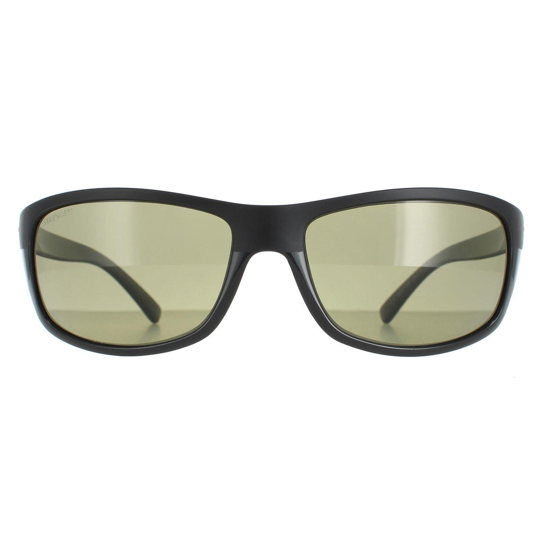Serengeti Bormio Sunglasses Satin Shiny Black Green Polarized 555nm PhD 2.0
