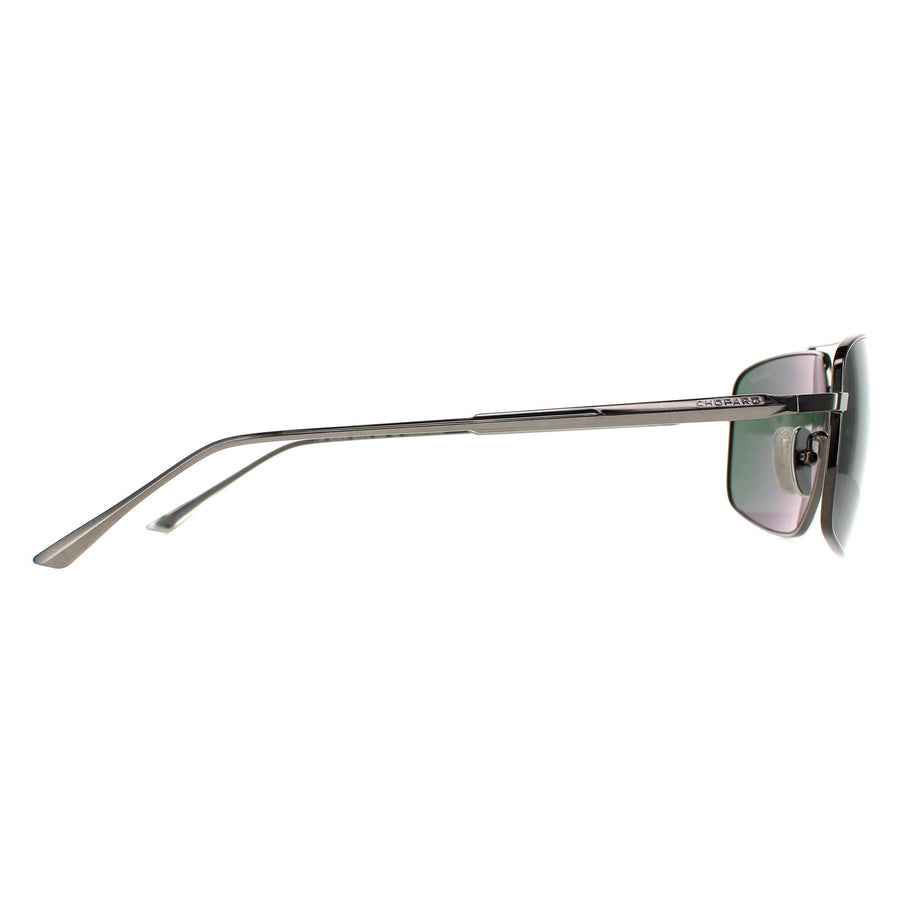 Chopard Sunglasses SCHF21M 568P Total Shiny Gunmetal Grey Green Polarised