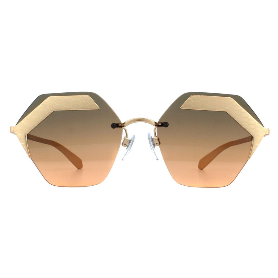 Bvlgari BV6103 Sunglasses Matte Rose Gold / Orange Gradient Light Grey