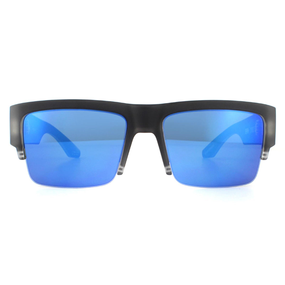 Spy Cyrus 50/50 Sunglasses Matte Black Ice HD Plus Grey Green With Dark Blue Spectra Mirror
