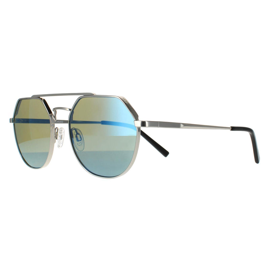 Serengeti Sunglasses Shelby SS533004 Shiny Silver Saturn Polarized 555nm Blue