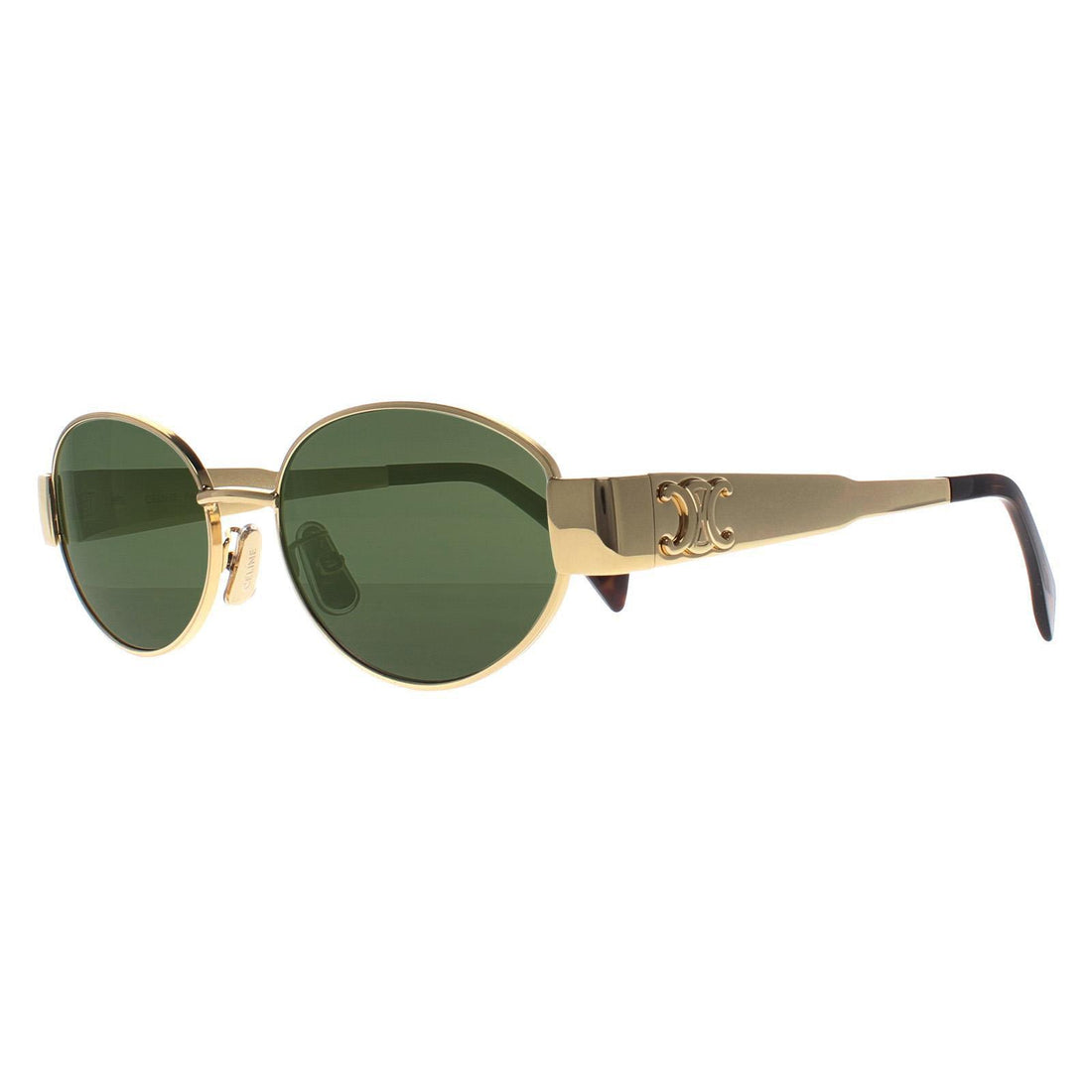 Celine Sunglasses Metal Triomphe CL40235U 30N Shiny Endura Gold Green