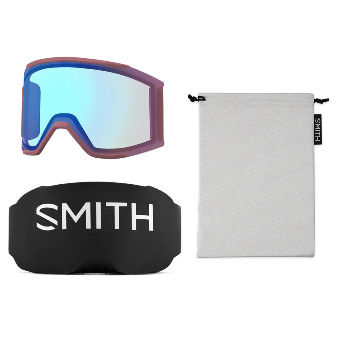 Smith Ski Goggles Squad Mag 0OZ M5 White Vapor ChromaPop Everyday Rose Gold Mirror & CP Storm Rose Flash