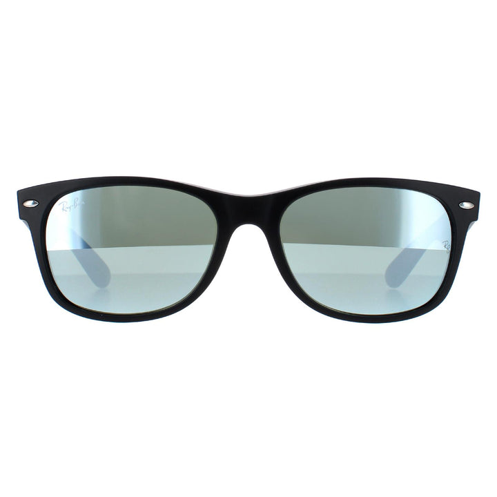 Ray-Ban Sunglasses New Wayfarer 2132 622/30 Rubber Black Silver Flash Mirror 55mm