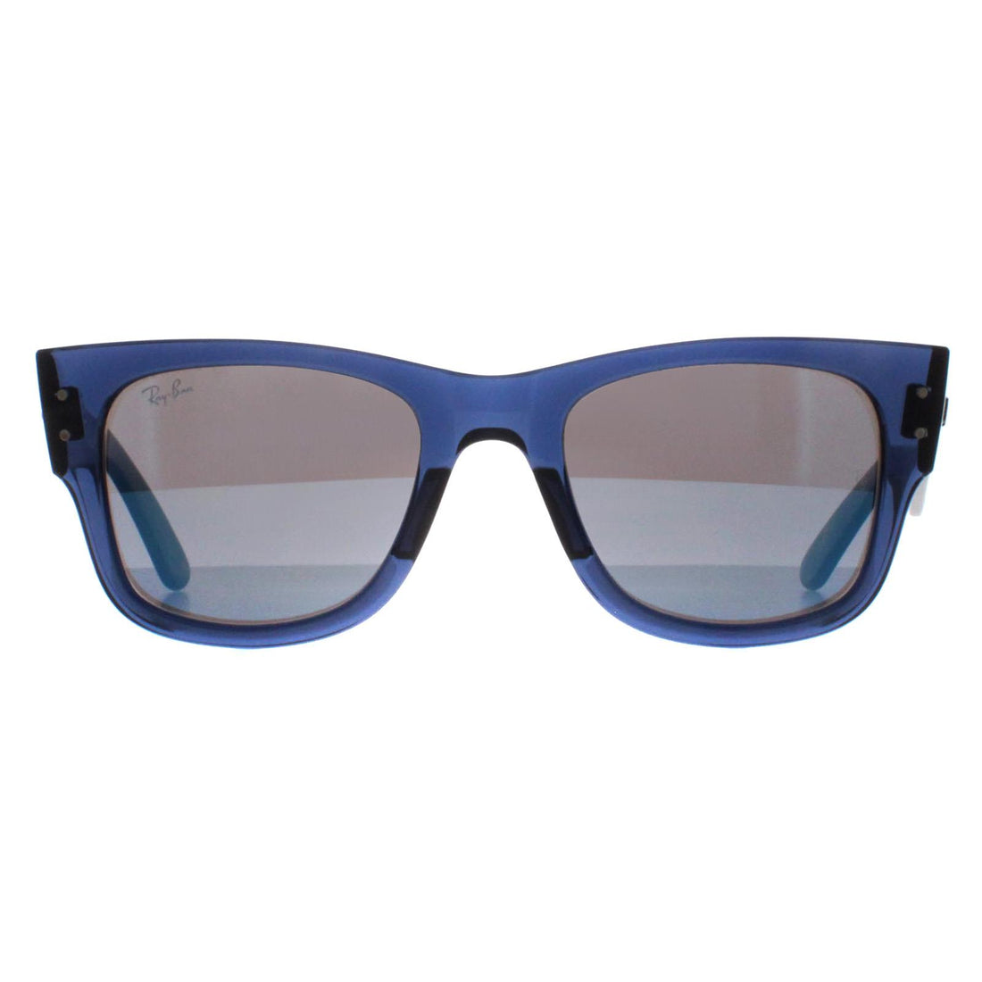 Ray-Ban Sunglasses RB0840S Mega Wayfarer 663804 Polished Transparent Dark Blue and Havana Blue Mirror