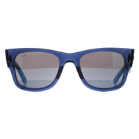 Ray-Ban Sunglasses RB0840S Mega Wayfarer 663804 Polished Transparent Dark Blue and Havana Blue Mirror