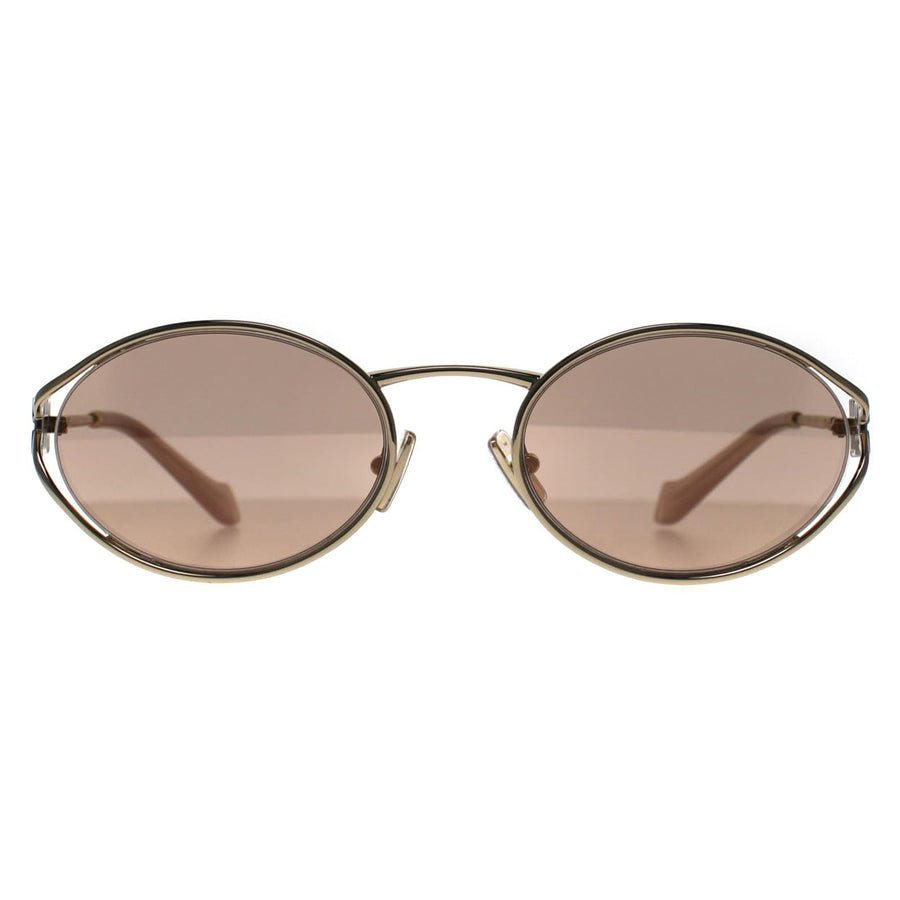 NEW Miu Miu MU52YS ZVN20F Pale Gold Pink Mirror Silver Oval Unisex Sunglasses Miu Miu Accessories | Miu Miu Mu52ys Zvn20f Brand New  main image 2