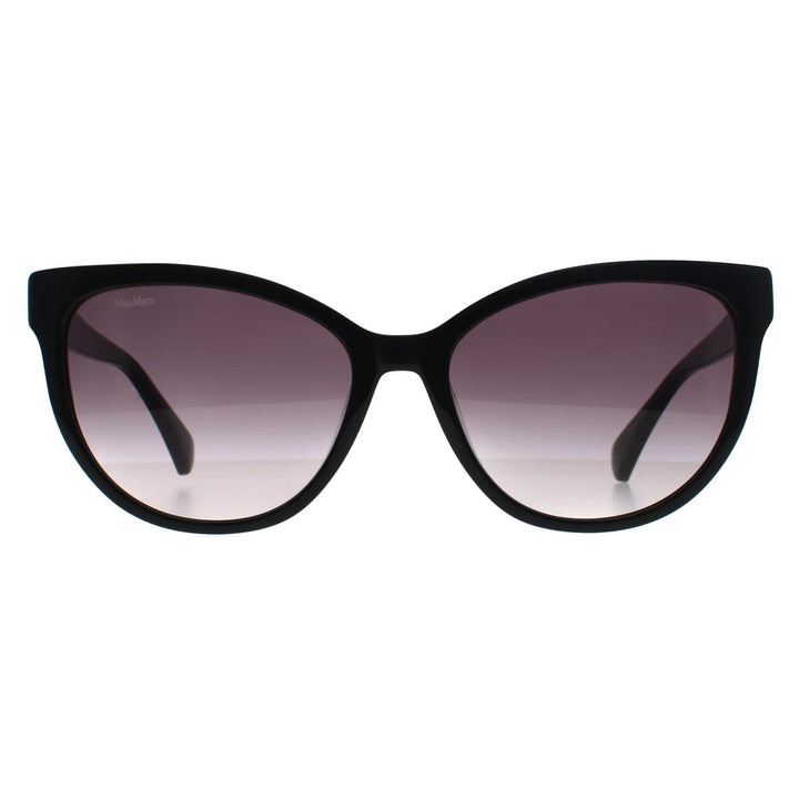 Max Mara Sunglasses MM0058 Logo 13 01B Shiny Black Smoke Grey Gradient