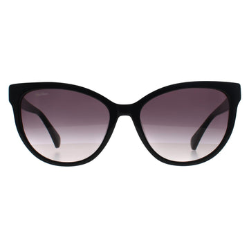 Max Mara Sunglasses MM0058 Logo 13 01B Shiny Black Smoke Grey Gradient