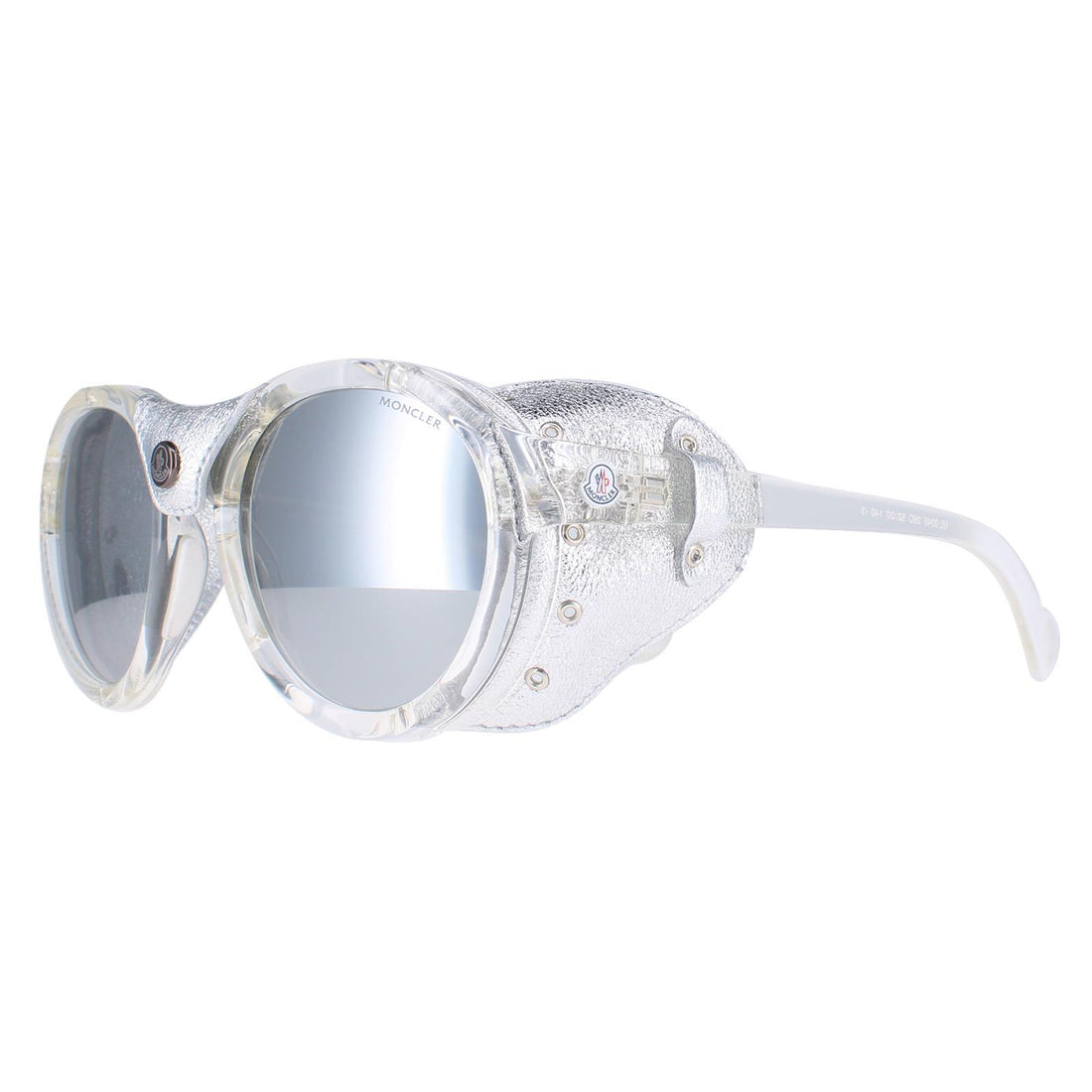 Moncler Sunglasses ML0046 26C Crystal Silver Grey Silver Mirror