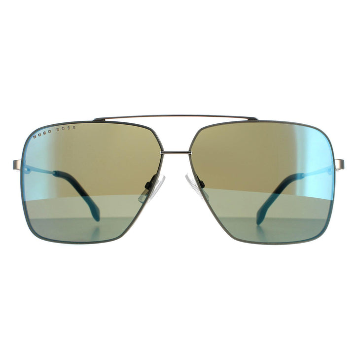Hugo Boss Sunglasses BOSS 1325/S 31Z 3U Ruthenium Havana Kaki Blue Mirror
