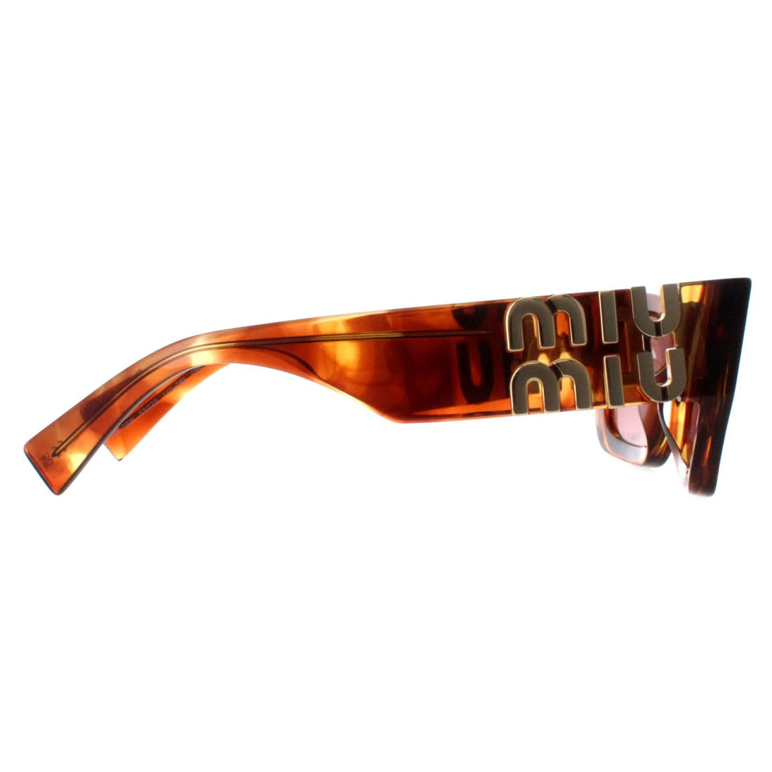 Miu Miu Sunglasses MU09WS 11Q08S Striped Tobacco Dark Violet