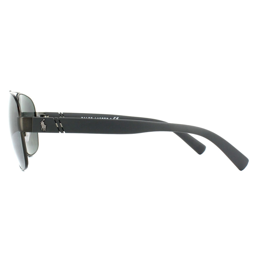 Polo Ralph Lauren Sunglasses PH3110 91576G Semi Shiny Dark Gunmetal Silver Mirror