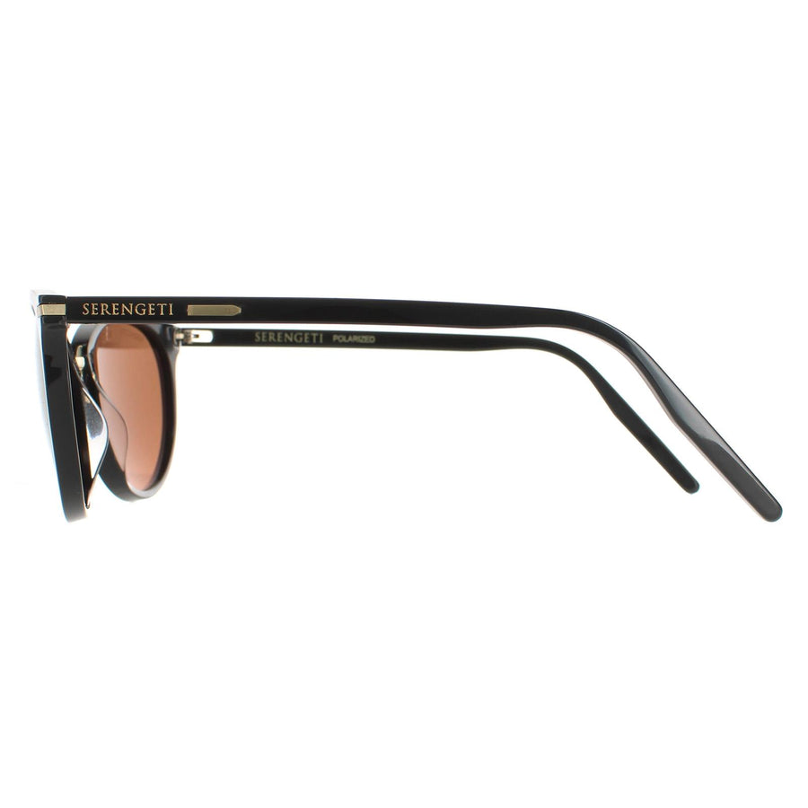 Serengeti Sunglasses Elyna 8846 Shiny Black Mineral Polarized Drivers Gold