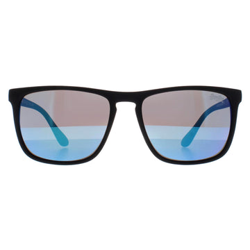 Superdry Sunglasses Shockwave 187 Rubberised Black and Blue Violet Blue Mirror