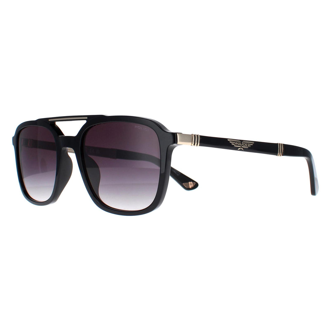 Police Sunglasses SPLA53 0700 Shiny Black Smoke Gradient