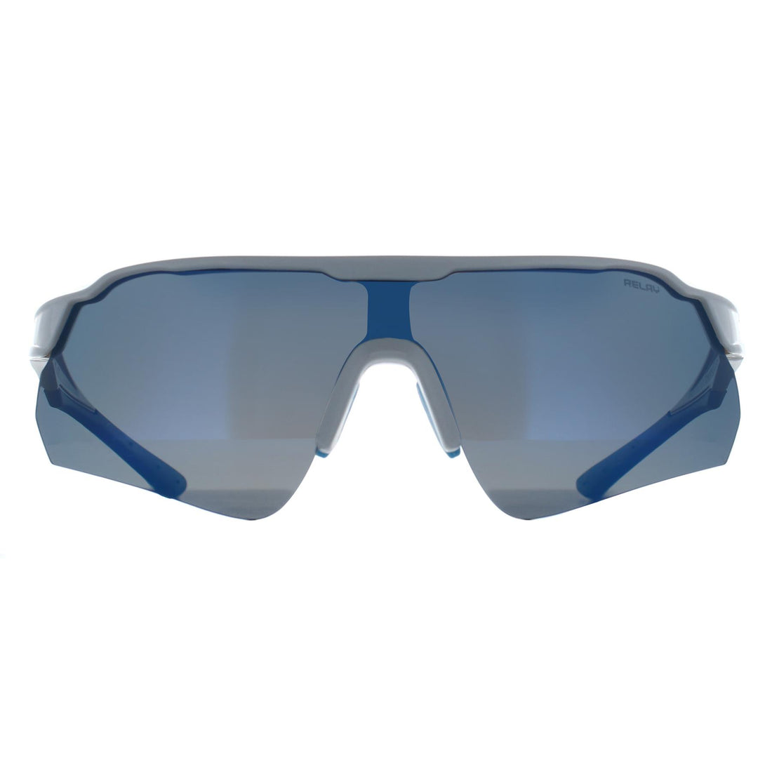 Relay Shield Unisex Shiny White and Blue Blue Revo Polarized Clearshot Sunglasses