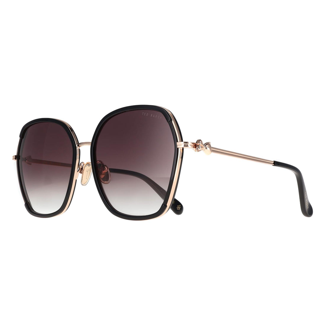 Ted Baker Sunglasses TB1776 Kira 001 Gloss Solid Black Brown Gradient