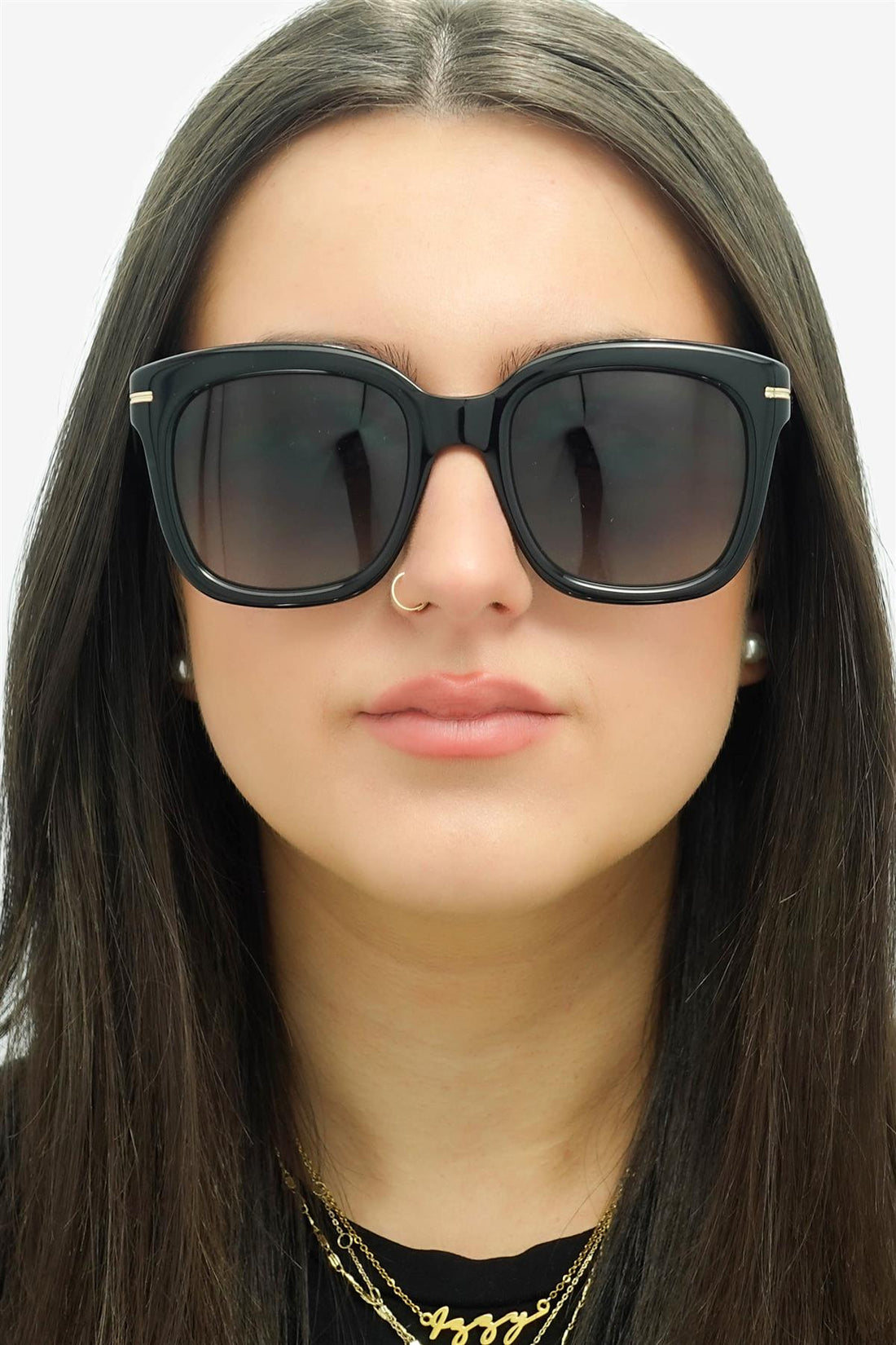 Hugo Boss Sunglasses BOSS 1731/S 807 9O Shiny Black Grey Gradient with Light Mirror