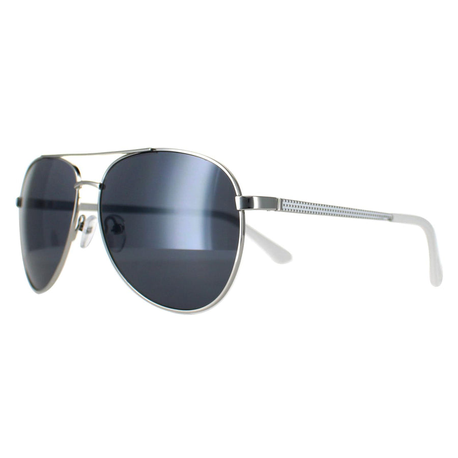 Guess Sunglasses GF0251 10A Shiny Light Nickeltin Smoke