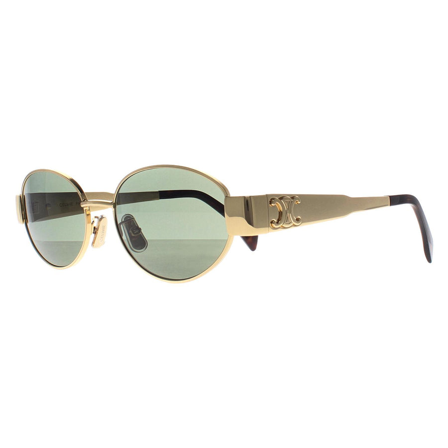 Celine Sunglasses Metal Triomphe CL40235U 30N Shiny Endura Gold Green