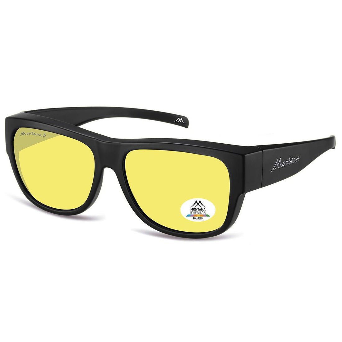 Montana Fit Over Glasses Sunglasses FO10 C Matte Black Yellow Polarized