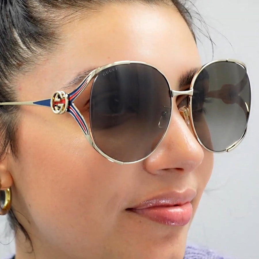 Gucci Sunglasses GG0225S 002 Gold Brown Gradient