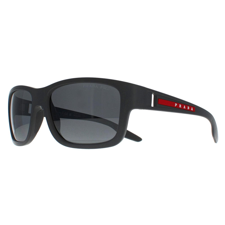 Prada Sport Sunglasses PS01WS UFK07H Grey Rubber Dark Grey Silver Mirror Polarized