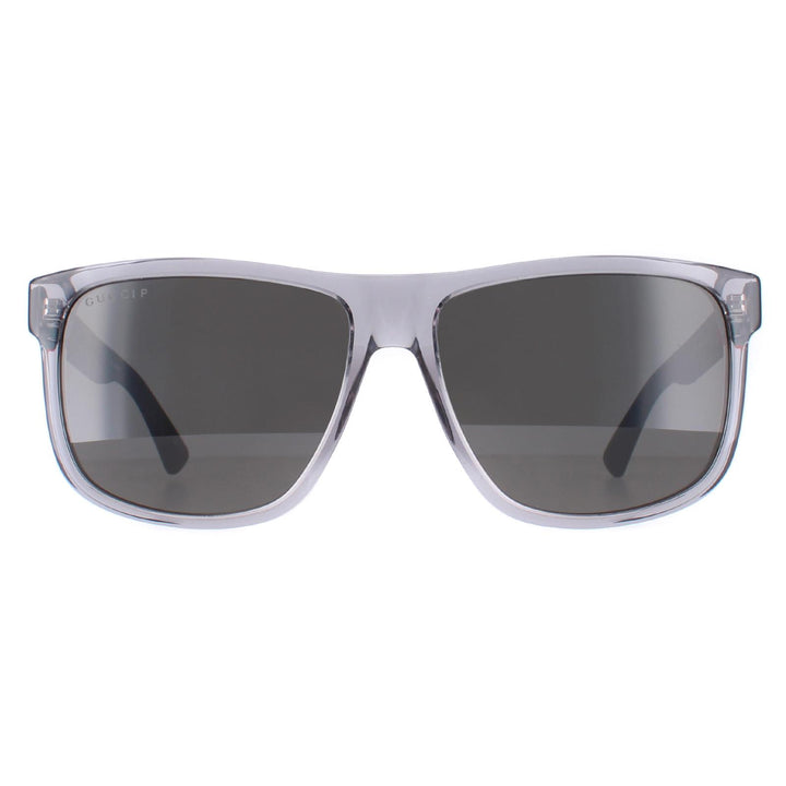 Gucci Sunglasses GG0010S 004 Transparent Grey and Black Grey Polarized